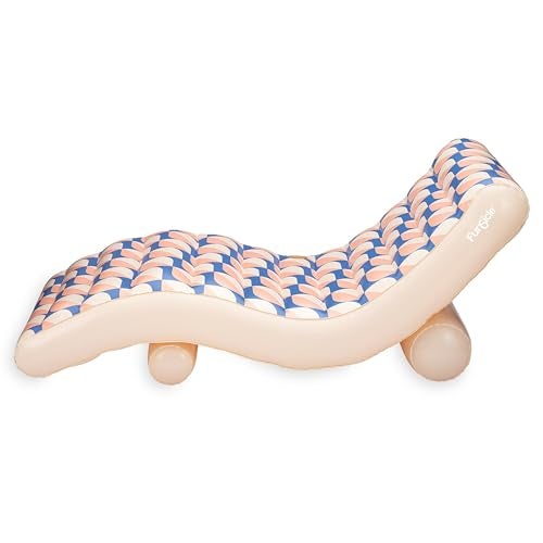Funsicle: Deco FunChaiser Lounge - Blue & Cream, Inflatable Pool & Water Float, 68x34x30, Contoured Design, Drink Holder, 220 lb Capacity - Image 4