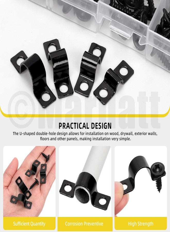 Mardatt 40 Set Two Hole Pipe Strap Clamp, 5mm(3/16”), 8mm(5/16"), 10mm(3/8"), 12mm(1/2") Rigid U Bracket Clamps U-Tube Strap Clamp Conduit Clamps with Self-Tapping Screws for Pipe Fixing - Image 5
