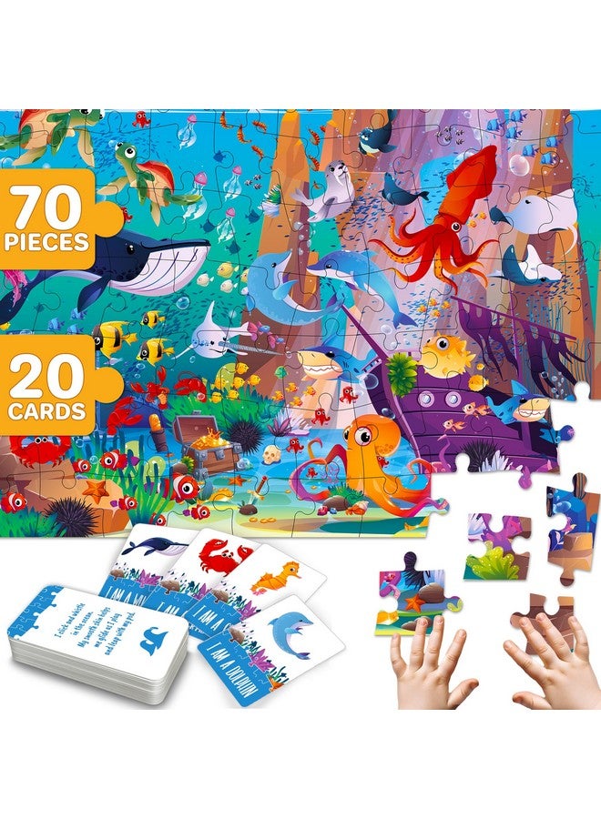 QUOKKA Search and Find Puzzles for Kids Ages 4-6 - Riddle Kids Puzzles 6-8 Years Old - 70 Unique Pcs - 20 Illustrated Guessing Cards - Engaging Children Themes - Ocean Puzzle Gift for Toddlers 3-5 - Image 1