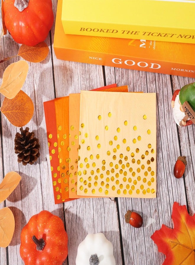 Whaline 100Pcs Orange Cocktail Napkins 3ply Paper Napkin with Gold Foil Dots Fall Colors Beverage Napkin for Little Cutie Baby Shower Autumn Harvest Thanksgiving Party Supplies,5 x 5 Inch 4 Colors - Image 4