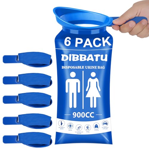 DIBBATU Disposable Urine Bags for Women, 6/12PCS Female-Friendly Travel Urinal Bags, 900ML Pee Bags for Travel for Women/Men, Emergency Unisex Camping Pee Bags for Hiking, Road Trip, Traffic Jam - Image 1