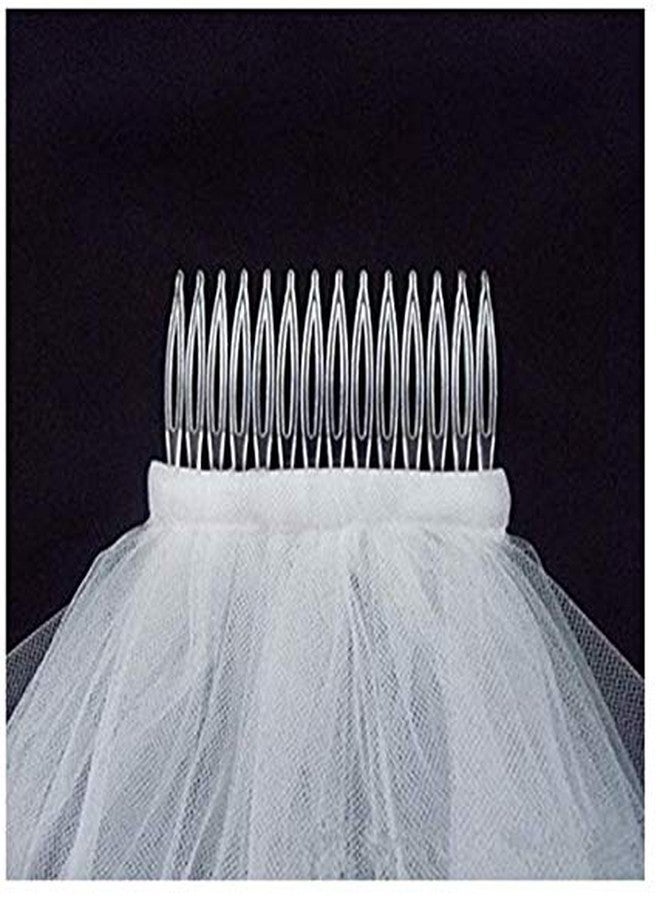 بوتونغ طرحة زفاف بوتونغ بيضاء عاجية مع مشط، إكسسوارات زفاف (مقاس واحد، عاجي) - Image 5