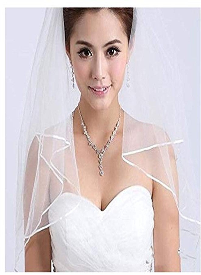 بوتونغ طرحة زفاف بوتونغ بيضاء عاجية مع مشط، إكسسوارات زفاف (مقاس واحد، عاجي) - Image 3