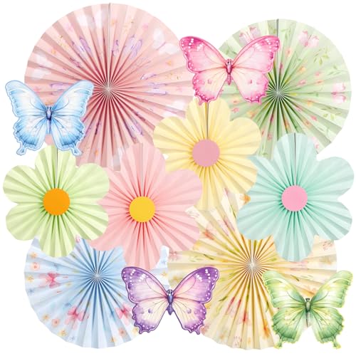 paper jazz Butterfly Flower Paper FanPastel Party Decoration for GardenSpring Paper Fans Floral Decorations for Wall Hanging Flower Decor Fairy Birthday Decorations Garland Backdrop for Tea Party Baby Shower - Image 1