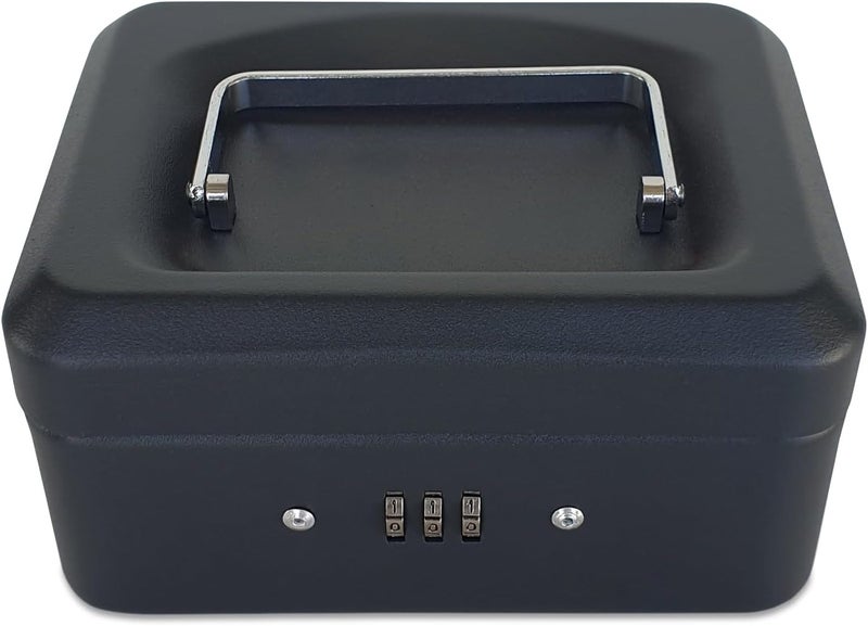 Maxi Small Cash Box with Number Lock - Durable Steel Money Box for Bills, Jewelry, Receipts, and Coins - Matt Black - Image 2