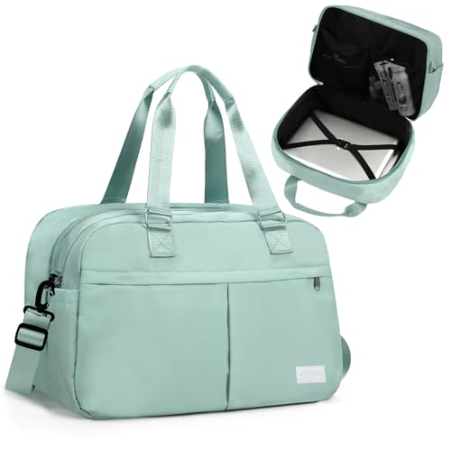 Outplea 2335L Expandable Travel Duffel Bag for Men Women Carry on Overnight Bag with Wet Pocket Lake Blue - Image 1