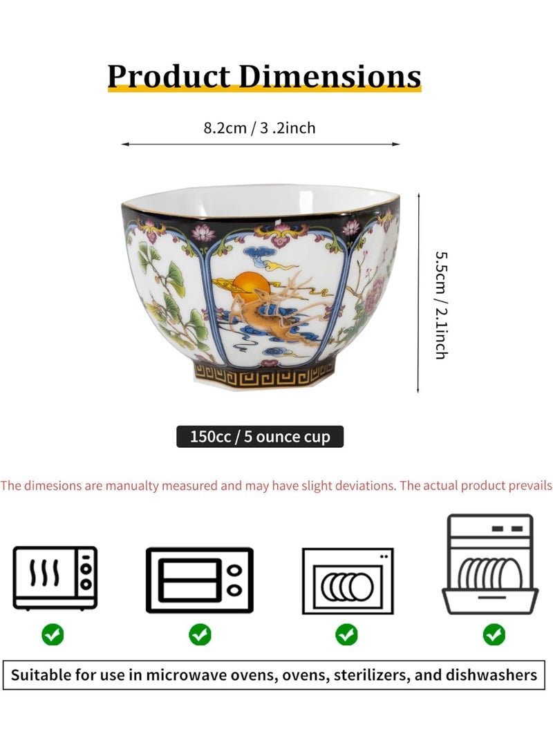GOLD MANTIS Elegant Chinese Ceramic Enamel Tea Cup - 6-Sided Design, 5oz, Black Porcelain, Dishwasher and Microwave Safe - Image 4