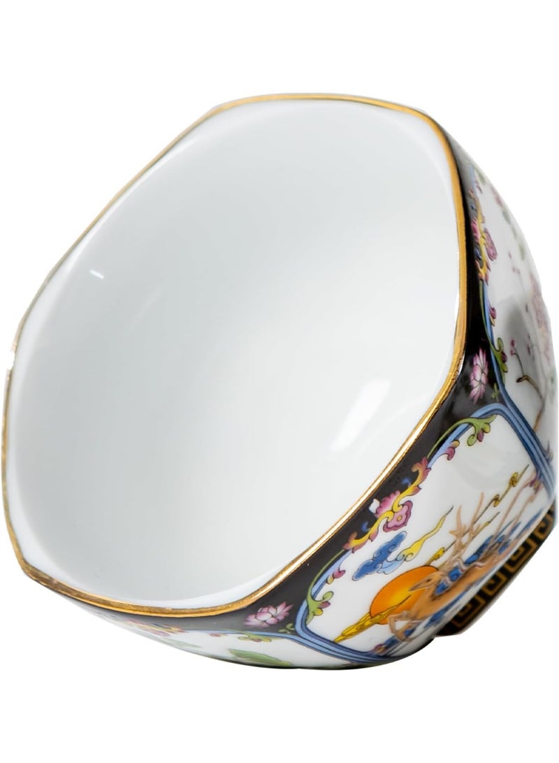 GOLD MANTIS Elegant Chinese Ceramic Enamel Tea Cup - 6-Sided Design, 5oz, Black Porcelain, Dishwasher and Microwave Safe - Image 5