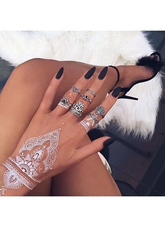 ivana's - Heena Mehandi Tatto Stencil Set For ; Hand ; Body ; Fingure ; Face ; Heena Art Temporary Tatto For Kids Girls & Women Design Niv30 Black M - Image 1