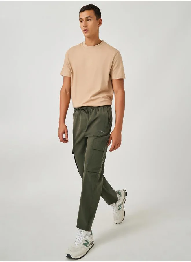 فورت كولينز Solid Drawstring Waist Straight Leg Cargo Pants