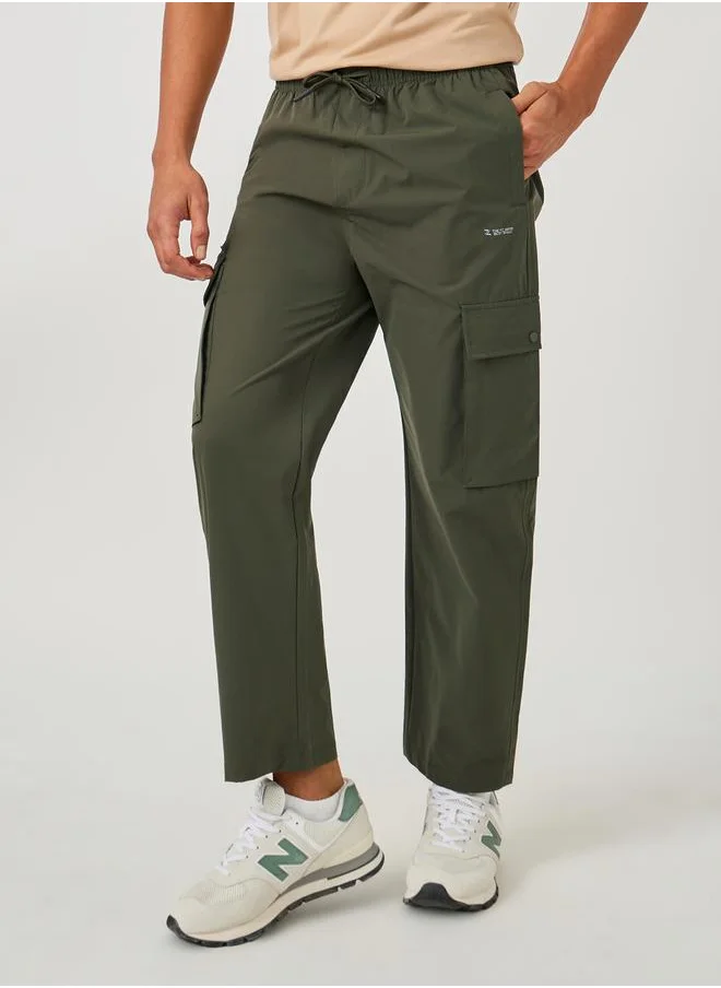 فورت كولينز Solid Drawstring Waist Straight Leg Cargo Pants