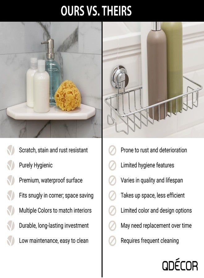 Questech 10" Corner Shower Shelf, Retrofit Shower Organizer for Tiled Walls, Corner Caddy Soap Dish Bathroom Storage, Geo Flatback, Gray Polished - Image 3