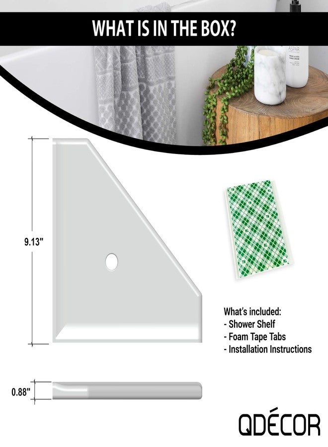 Questech 10" Corner Shower Shelf, Retrofit Shower Organizer for Tiled Walls, Corner Caddy Soap Dish Bathroom Storage, Geo Flatback, Gray Polished - Image 5