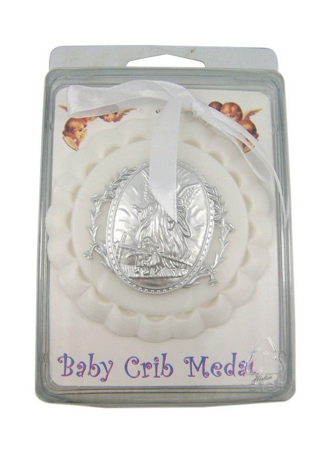 WJH Moulded Acrylic White Crib Medal with Guardian Angel for Baby Nursery Decor, 3 1/2 Inch - Image 2