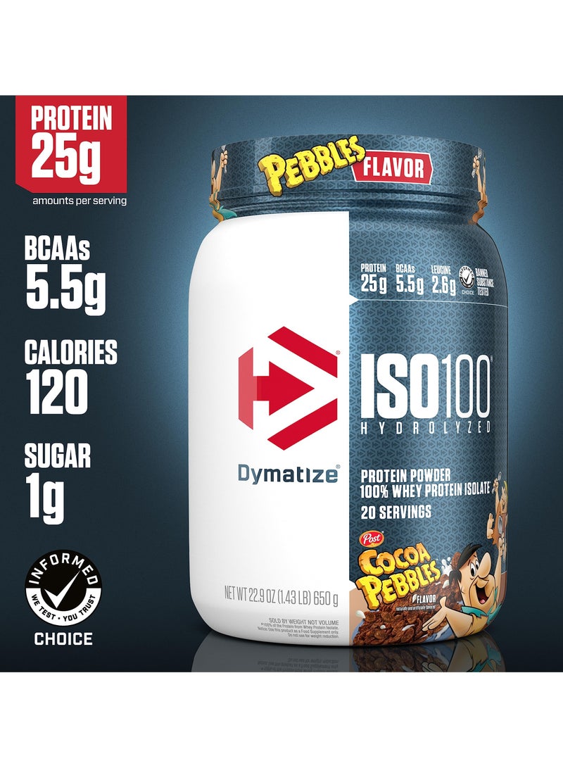 Dymatize Iso 100 Hydrolysed 100% Whey Protein Isolate Cocoa Pebbles Flavor, 20 Servings - Image 2