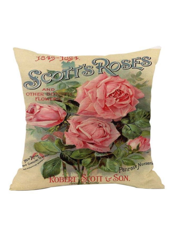 نيبمينينت غطاء وسادة ديكور بتصميم زهور عباد شمس بيج / وردي أخضر 45x45سم