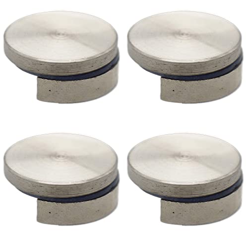 RAB Mirror Button Aluminum Round Wall Mount Mirror Button for Glass, Mirror ( Code:- Half Mirror Cap, Finish:- SS, Size- 6mm, Pack of 4 Piece) - Image 1