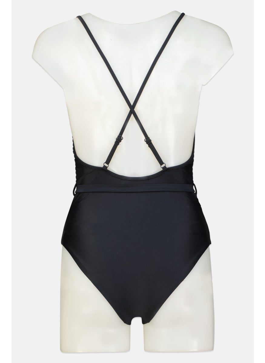 Scotch & Soda Women Non Padded Ruched One Piece, Black  - Image 2