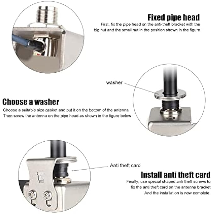 ريحني حامل هوائي سيارة من الفولاذ المقاوم للصدأ لسيارة Pajero V73 V93 V97 حامل هوائي الهاتف المحمول للسيارة للتثبيت على جانب السائق الرئيسي باللون الفضي - Image 5