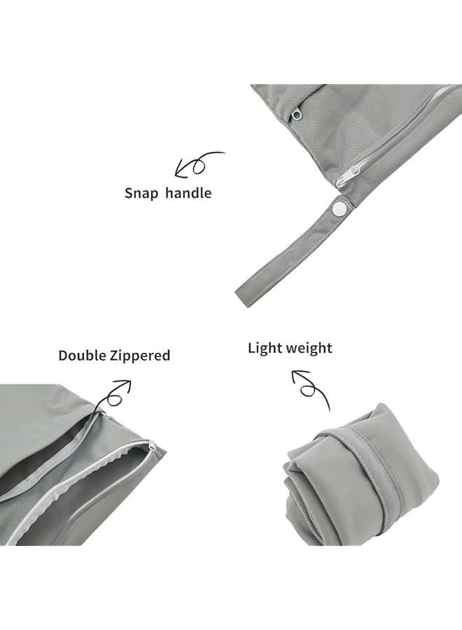 JZS Wet Dry Bag 2 Pack Wet Dry Bags For Baby Cloth Diapers Washable Travel Bags Beach Pool Gym Bag For Swimsuits & Wet Clothes With 2 Pockets - Image 3