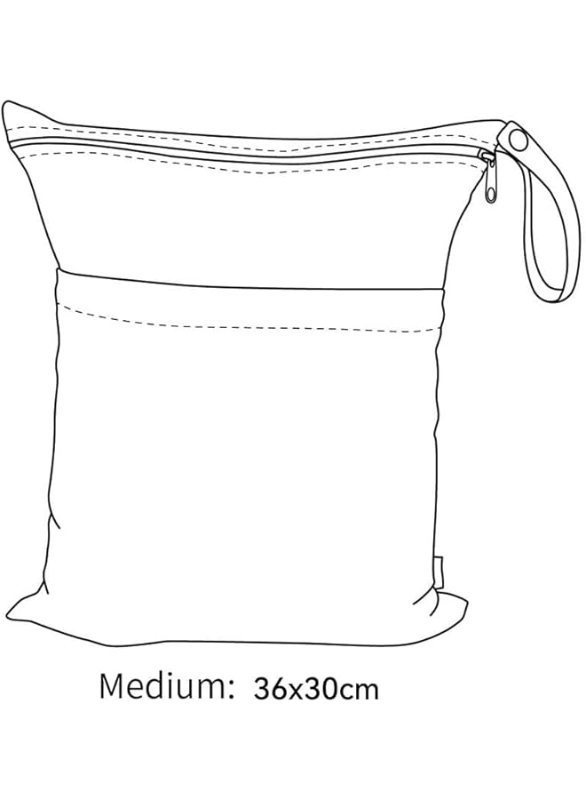 JZS Wet Dry Bag 2 Pack Wet Dry Bags For Baby Cloth Diapers Washable Travel Bags Beach Pool Gym Bag For Swimsuits & Wet Clothes With 2 Pockets - Image 2