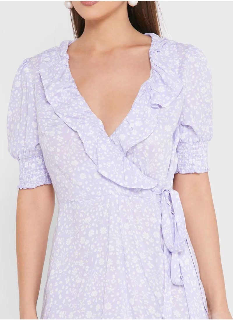 DOROTHY PERKINS Puff Sleeve Ruffle Detail Dress