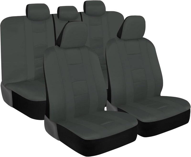 BDK carXS Seat Covers for Cars, Solid Gray Two-Tone Car Seat Covers with Matching Back Seat Cover, Made to Fit Most Auto Truck Van SUV, Interior Car Accessories, Car Seat Cover Full Set - Image 1