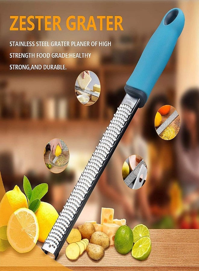 Baskety Lemon Zester & Cheese Grater 13 Inch Stainless Steel Zester with Protective Cover Ginger, Garlic, Fruits & Vegetables (Blue) - Image 3