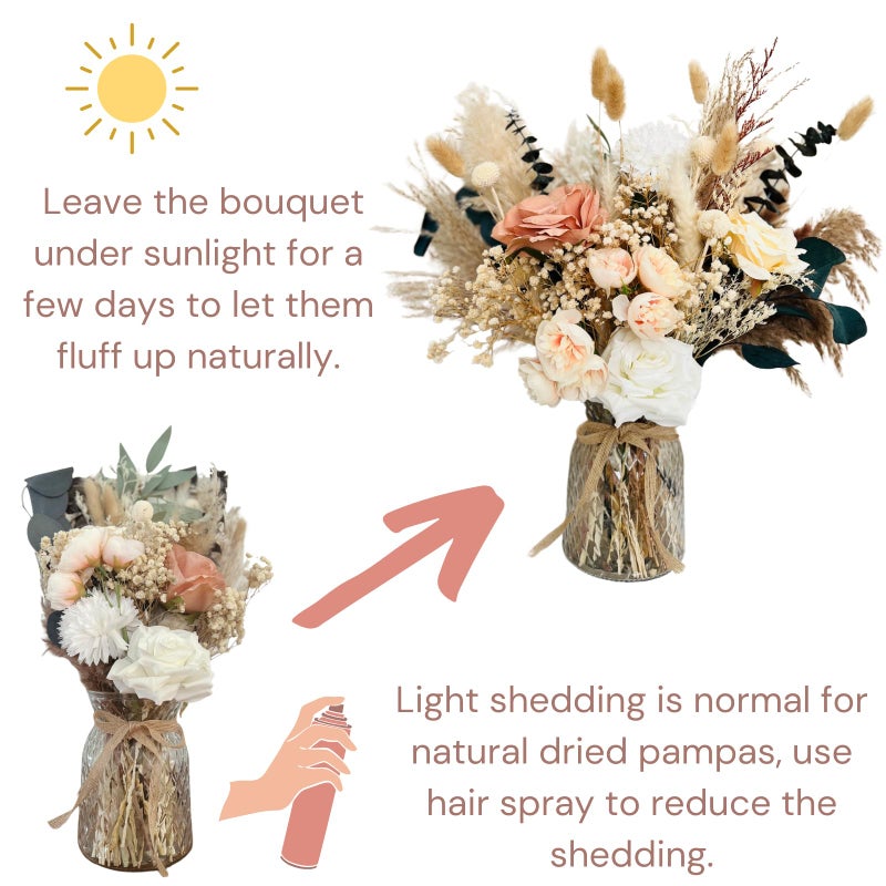 RyddeligHome Luxury Floral Arrangement with Vase - Pampas Grass & Artificial Flowers for Kitchen Island, High End Centerpiece Decor, Coffee Table & Dining Table, Farmhouse Boho Home Decor with Dried Flowers - Image 4