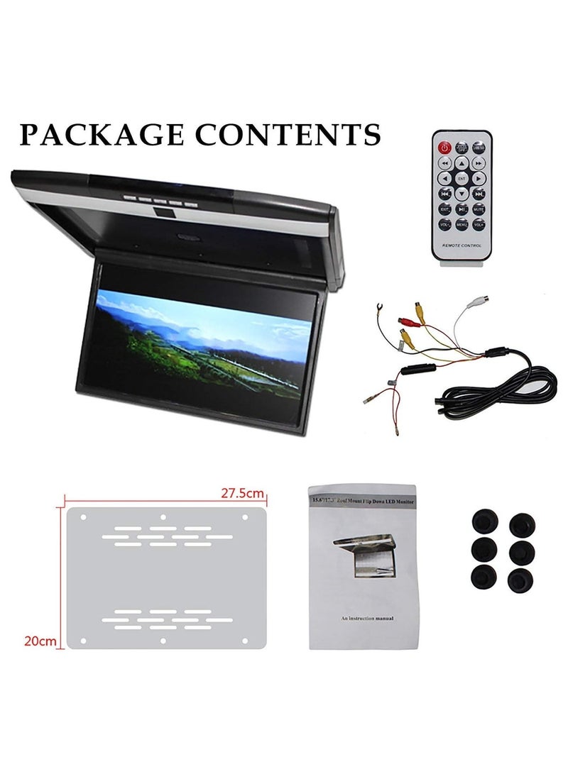 SHEZA STAR 1080P Car Video Player, 15 Inch HD Wide Screen Car Overhead Roof Mounted Monitor Ultra-Thin Flip Down TV for Cars Support FM/IR/USB/SD/HDMI Input, Black - Image 5