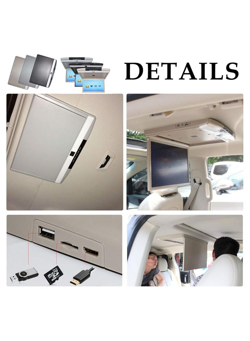 SHEZA STAR 1080P Car Video Player, 15 Inch HD Wide Screen Car Overhead Roof Mounted Monitor Ultra-Thin Flip Down TV for Cars Support FM/IR/USB/SD/HDMI Input, Black - Image 4
