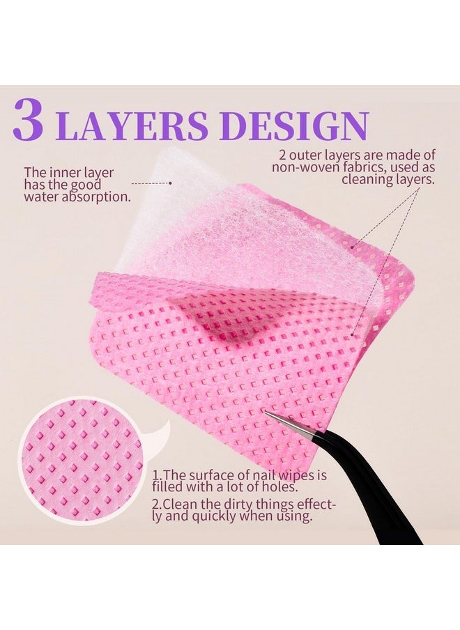FANDAMEI 740Pcs Lint Free Nail Wipes, Nail Wipes For Gel Nails Lint Free, Lint Free Wipes For Nails, Cleaning Pads For Nails, Glue Wipes Lash Extensions, Nail Lint Free Wipes, Nail Prep Pads  - Image 3