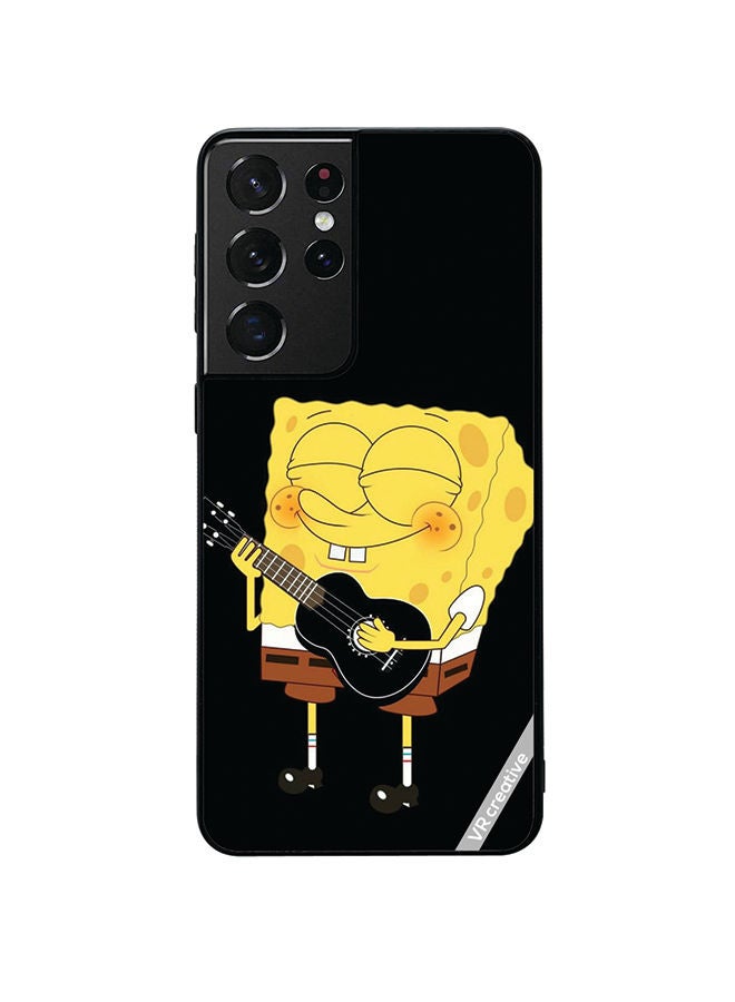VR CREATIVE Protective Case Cover For Samsung Galaxy S21 Ultra 5G Spongebob With Guitar Design Multicolour - Image 1