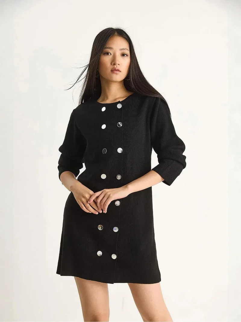 بيانكو لوتشي فستان قصير محبوك من لوتشي بأزرار