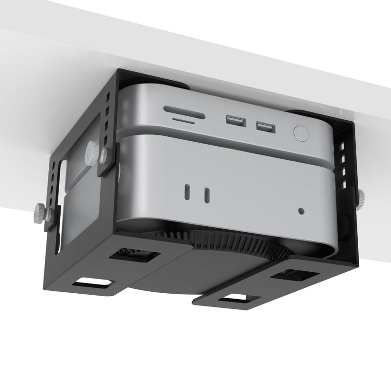 bylitco Under Desk Mini PC Mount Bracket 5Level Height Adjustable 18 to 33 WidthAdjustable Metal CPU Holder for Mac mini M4Small PCs Includes Screws Positioning Template for Easy Installation - Image 2