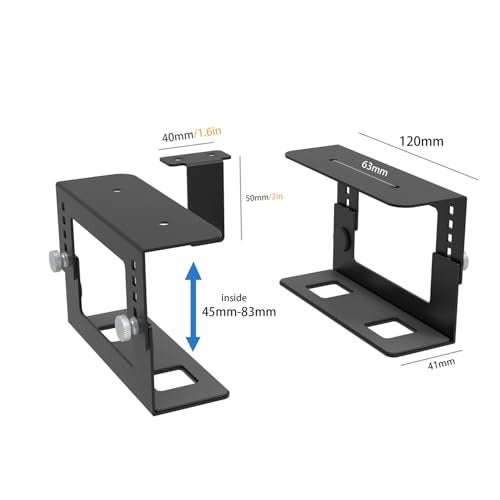 bylitco Under Desk Mini PC Mount Bracket 5Level Height Adjustable 18 to 33 WidthAdjustable Metal CPU Holder for Mac mini M4Small PCs Includes Screws Positioning Template for Easy Installation - Image 3