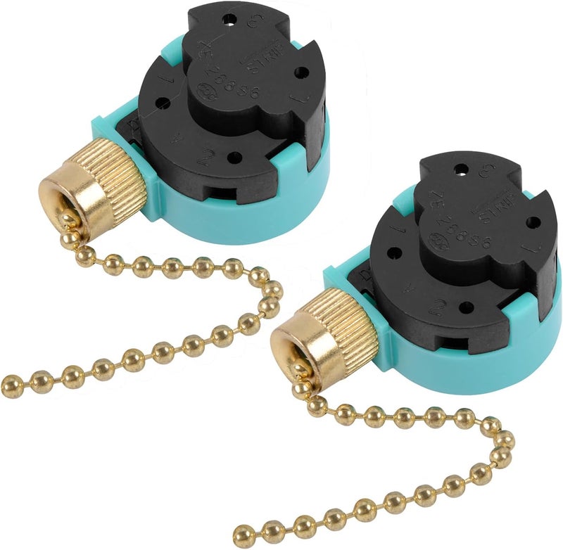 Bsentster 2PCS Ceiling Fans 3 Speed 4 Wire Pull Chain Switch Compatible with Hunter, Hampton Bay, Harbor Breeze, Westinghouse (Brass) - Image 1