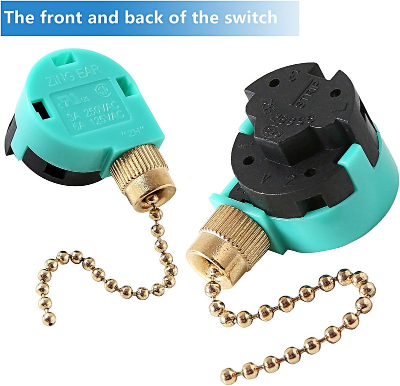 Bsentster 2PCS Ceiling Fans 3 Speed 4 Wire Pull Chain Switch Compatible with Hunter, Hampton Bay, Harbor Breeze, Westinghouse (Brass) - Image 3