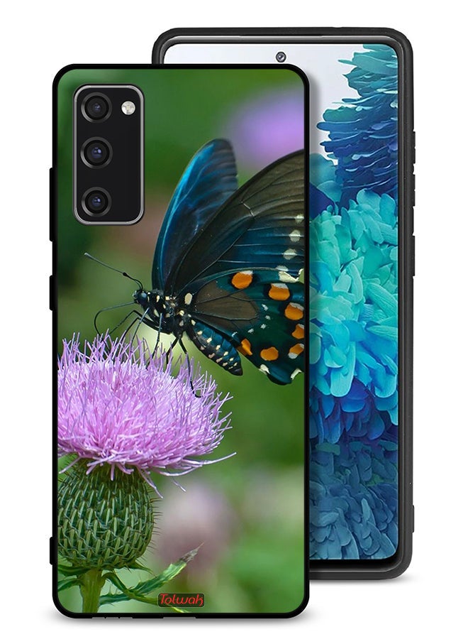 Tolwak غطاء حماية لجهاز سامسونج جالكسي S20 FE بتصميم فراشة جالسة على زهرة - Image 1