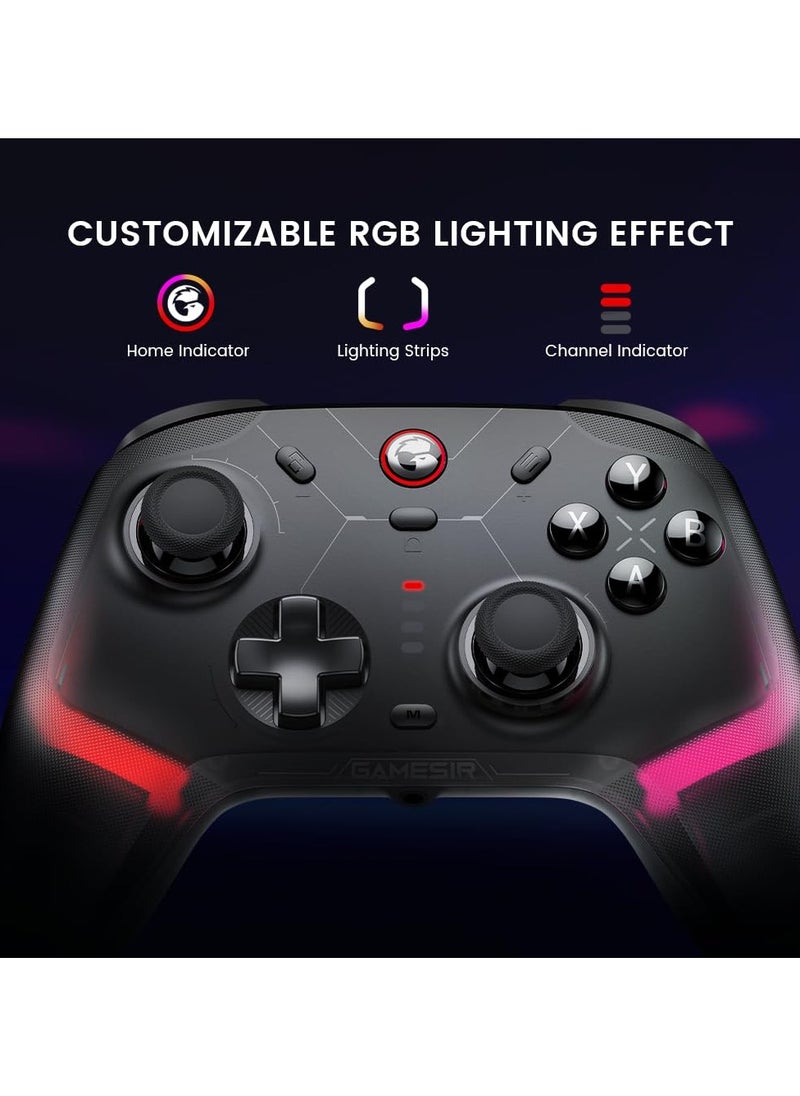 General - وحدة التحكم اللاسلكية الاحترافية GameSir Cyclone 2 لجهاز الكمبيوتر / ستيم / سويتش / أندرويد / آي أو إس مع مصباح RGB وصوت لاسلكي زناد خطي ومفتاح زناد صغير جيروسكوب بستة محاور برج شحن من سبائك الألومنيوم أسود - Image 1