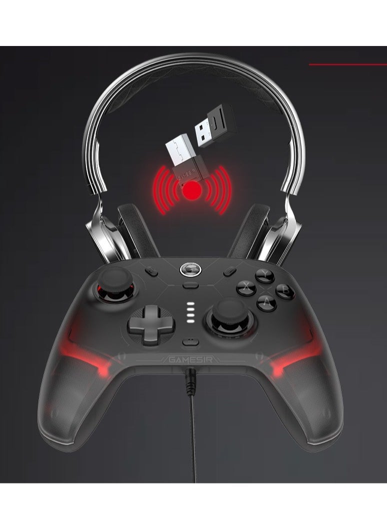 General - وحدة التحكم اللاسلكية الاحترافية GameSir Cyclone 2 لجهاز الكمبيوتر / ستيم / سويتش / أندرويد / آي أو إس مع مصباح RGB وصوت لاسلكي زناد خطي ومفتاح زناد صغير جيروسكوب بستة محاور برج شحن من سبائك الألومنيوم أسود - Image 1