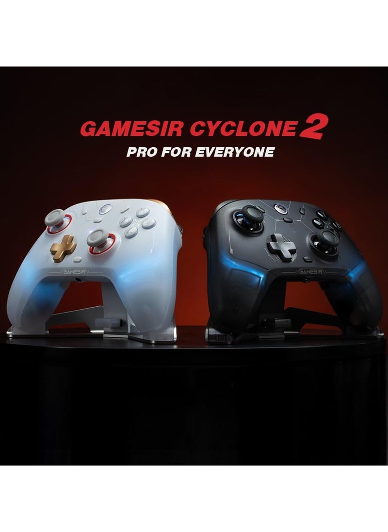 General - وحدة التحكم اللاسلكية الاحترافية GameSir Cyclone 2 لجهاز الكمبيوتر / ستيم / سويتش / أندرويد / آي أو إس مع مصباح RGB وصوت لاسلكي زناد خطي ومفتاح زناد صغير جيروسكوب بستة محاور برج شحن من سبائك الألومنيوم أسود - Image 1