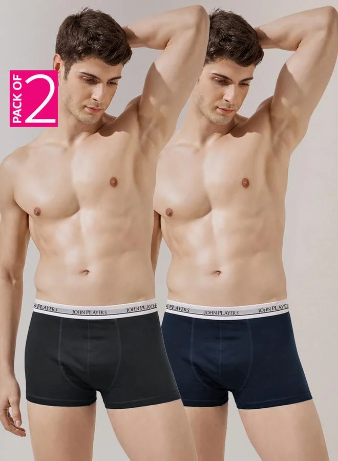 John Players Pack of 2 - Multi-Color Logo Print Trunk Underwear