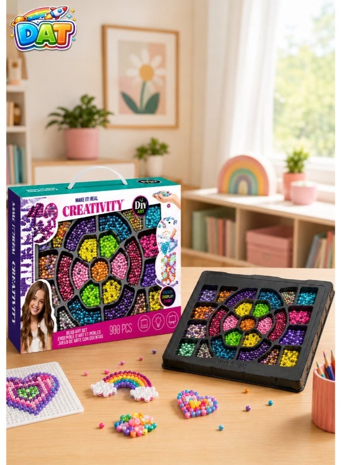 DAT Creativity DIY Bead Set 900 Pieces Mandala Flower Organizer - Bead Art Jewelry Making Kit for Kids - Image 4
