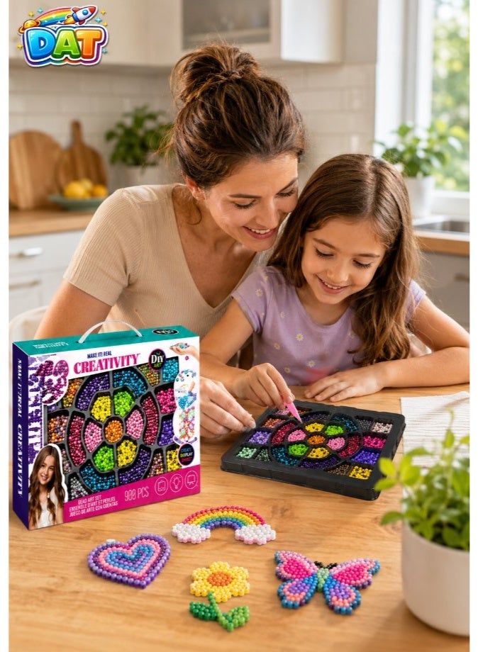 DAT Creativity DIY Bead Set 900 Pieces Mandala Flower Organizer - Bead Art Jewelry Making Kit for Kids - Image 3