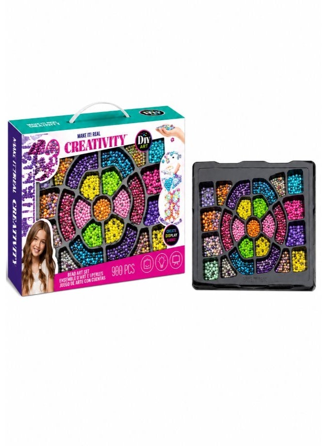 DAT Creativity DIY Bead Set 900 Pieces Mandala Flower Organizer - Bead Art Jewelry Making Kit for Kids - Image 2