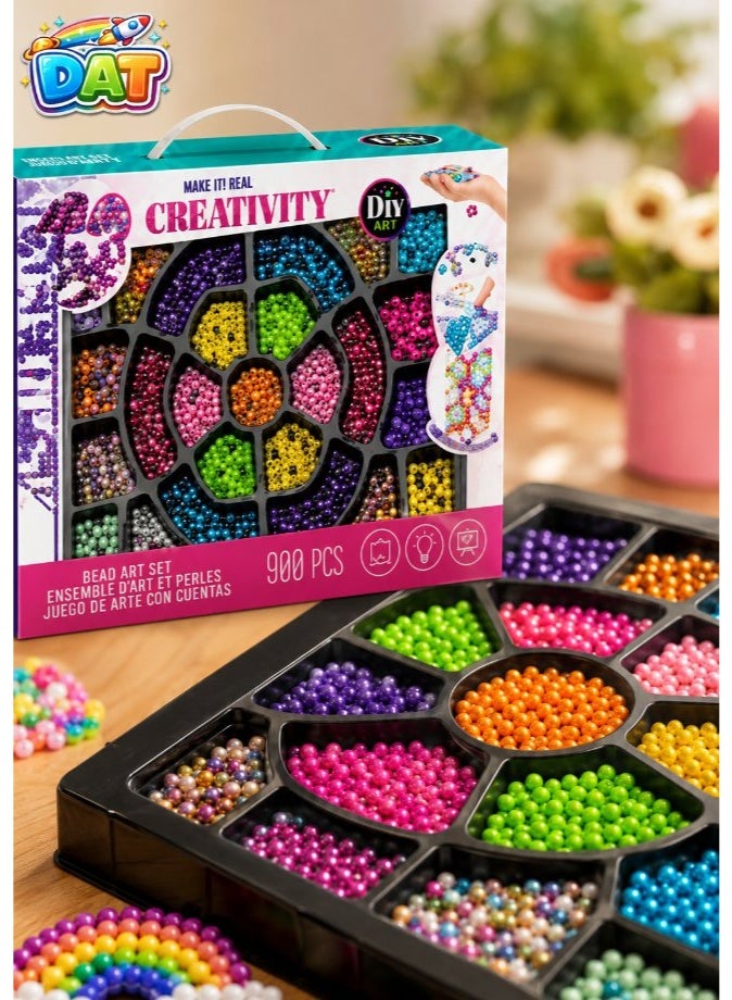 DAT Creativity DIY Bead Set 900 Pieces Mandala Flower Organizer - Bead Art Jewelry Making Kit for Kids - Image 5