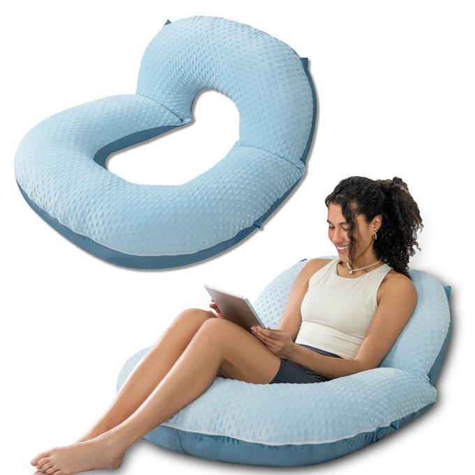 READING PILLOW BACK PILLOW FOR SITTING IN BED FOR READING NURSE RELAX READING PILLOW FOR ADULTS MOMS KIDS SIT UP PILLOW FOR BED BLUE BUBBLE VELVET