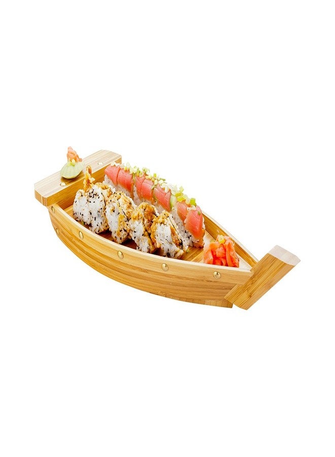 Restaurantware-17.3 Inch Sushi Boat Serving Tray, 1 Durable Sushi Boat - Sturdy, Easy To Clean, Bamboo Sushi Wooden Boat, Large, For Sushi Or Appetizers - Image 1