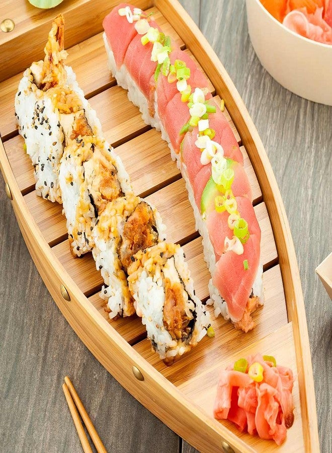Restaurantware-17.3 Inch Sushi Boat Serving Tray, 1 Durable Sushi Boat - Sturdy, Easy To Clean, Bamboo Sushi Wooden Boat, Large, For Sushi Or Appetizers - Image 3